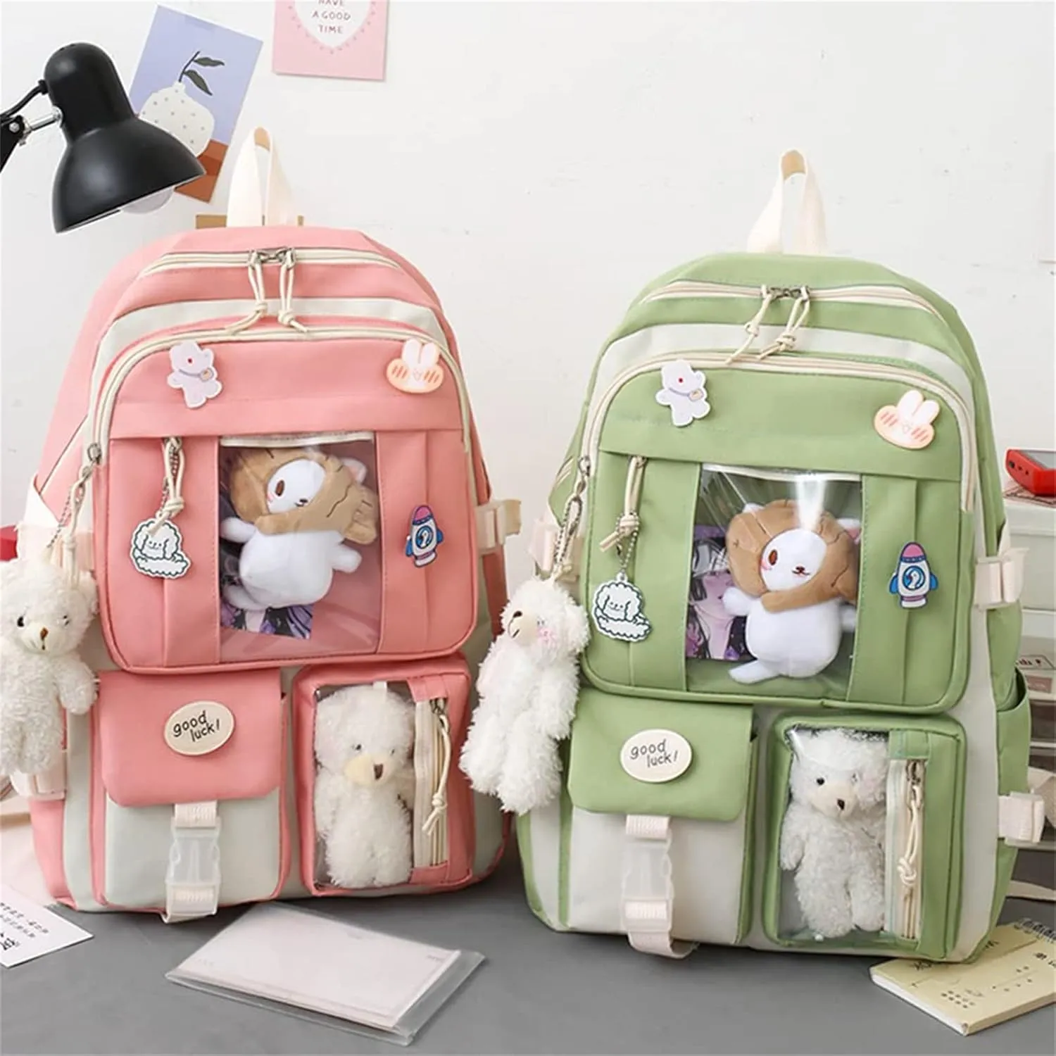 KAWAII Backpack SET 5 Pcs School Backpack Cute Aesthetic BackpackSet Aesthetic School Bags Cute Bookbag
