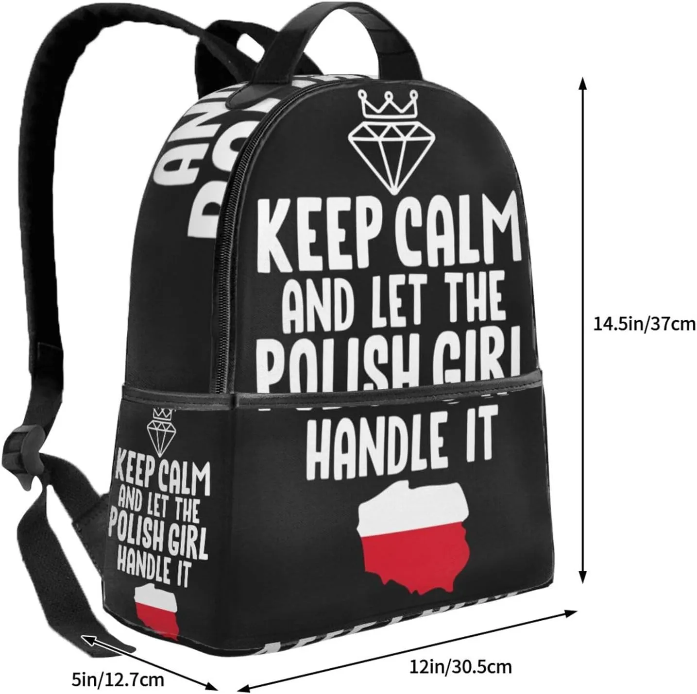 Keep Calm And Let The Polish Women Handle It Poland slogan Casual Backpacks Travel Backpack Fashion Rucksack Outdoor Daypack Lightweight Bag with Leather Handles for Working Hiking Camping