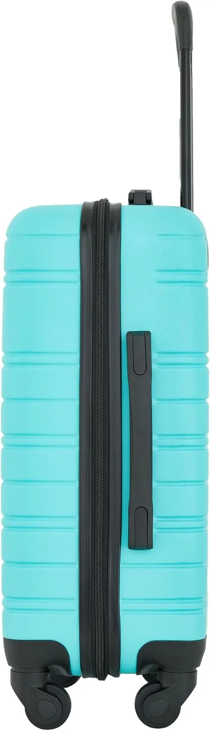 kensie Peonies Hardside Carry-On Luggage with ID Tag, Pool Blue, 22-Inch
