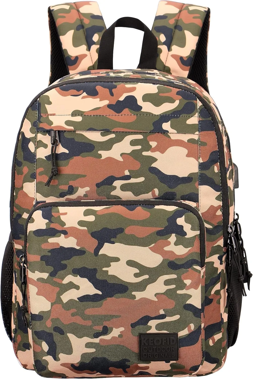 KEOFID classic carry-on travel backpack for men and women, Anti theft laptop backpack with USB charging port, work backpack, backpack for college, water resistent(Camouflage)