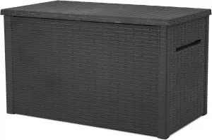 Keter Java XXL 230 Gallon Resin Large Outdoor Storage Box for Patio Storage Box, Outdoor Cushions, Garden Tools and Pool Floats, Dark Grey