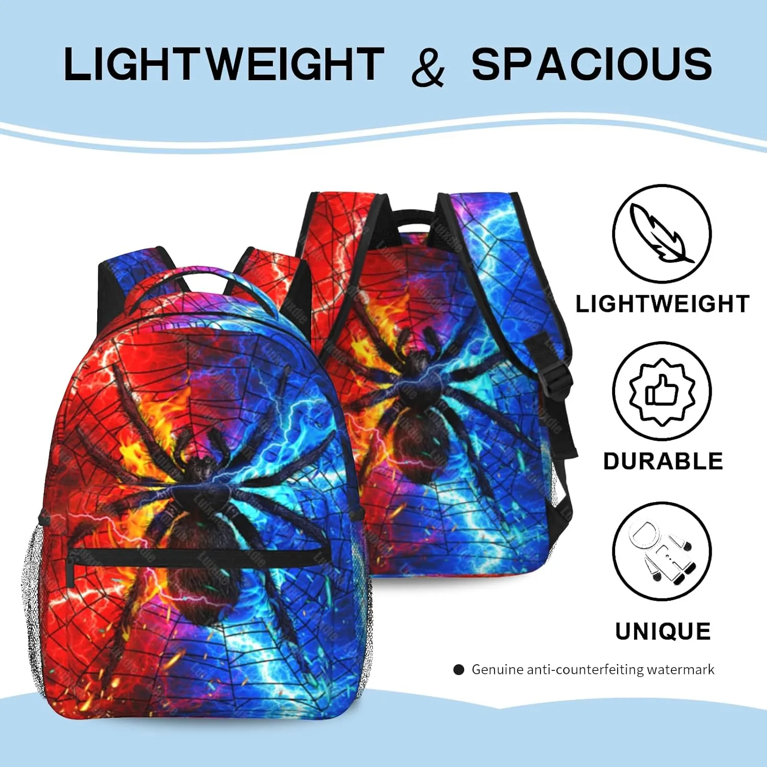 Kids School Backpack Sipder Cartoon Schoolbag Lightweight Waterproof Book Bag for Kids Boys School Bags for Kindergarten Primary Elementary Preschool Back to School Gifts
