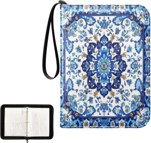 Kigai Boho Colorful Ornamental Card Binder 4-Pocket Trading Card Binder Game Card Collection Binder Album Holder with 50 Removable Sleeves Up to 400 Sports Cards