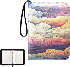 Kigai Colorful Clouds Card Binder 4-Pocket Trading Card Binder Game Card Collection Binder Album Holder with 50 Removable Sleeves Up to 400 Sports Cards