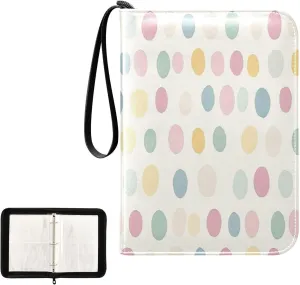 Kigai Colorful Dots Card Binder 4-Pocket Trading Card Binder Game Card Collection Binder Album Holder with 50 Removable Sleeves Up to 400 Sports Cards
