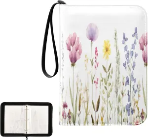 Kigai Colorful Flower Card Binder 4-Pocket Trading Card Binder Game Card Collection Binder Album Holder with 50 Removable Sleeves Up to 400 Sports Cards