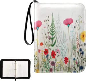 Kigai Colorful Flower Card Binder 4-Pocket Trading Card Binder Game Card Collection Binder Album Holder with 50 Removable Sleeves Up to 400 Sports Cards