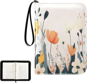 Kigai Colorful Flowers Card Binder 4-Pocket Trading Card Binder Game Card Collection Binder Album Holder with 50 Removable Sleeves Up to 400 Sports Cards