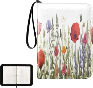 Kigai Colorful Flowers Card Binder 4-Pocket Trading Card Binder Game Card Collection Binder Album Holder with 50 Removable Sleeves Up to 400 Sports Cards