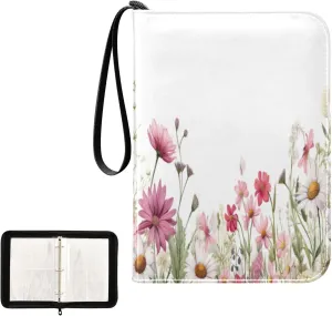 Kigai Colorful Flowers Card Binder 4-Pocket Trading Card Binder Game Card Collection Binder Album Holder with 50 Removable Sleeves Up to 400 Sports Cards