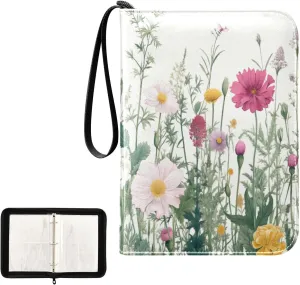 Kigai Colorful Flowers Card Binder 4-Pocket Trading Card Binder Game Card Collection Binder Album Holder with 50 Removable Sleeves Up to 400 Sports Cards