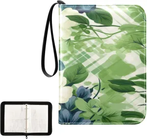 Kigai Colorful Flowers Card Binder 4-Pocket Trading Card Binder Game Card Collection Binder Album Holder with 50 Removable Sleeves Up to 400 Sports Cards