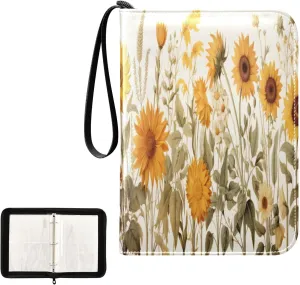 Kigai Colorful Flowers Card Binder 4-Pocket Trading Card Binder Game Card Collection Binder Album Holder with 50 Removable Sleeves Up to 400 Sports Cards
