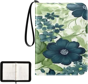 Kigai Colorful Flowers Card Binder 4-Pocket Trading Card Binder Game Card Collection Binder Album Holder with 50 Removable Sleeves Up to 400 Sports Cards