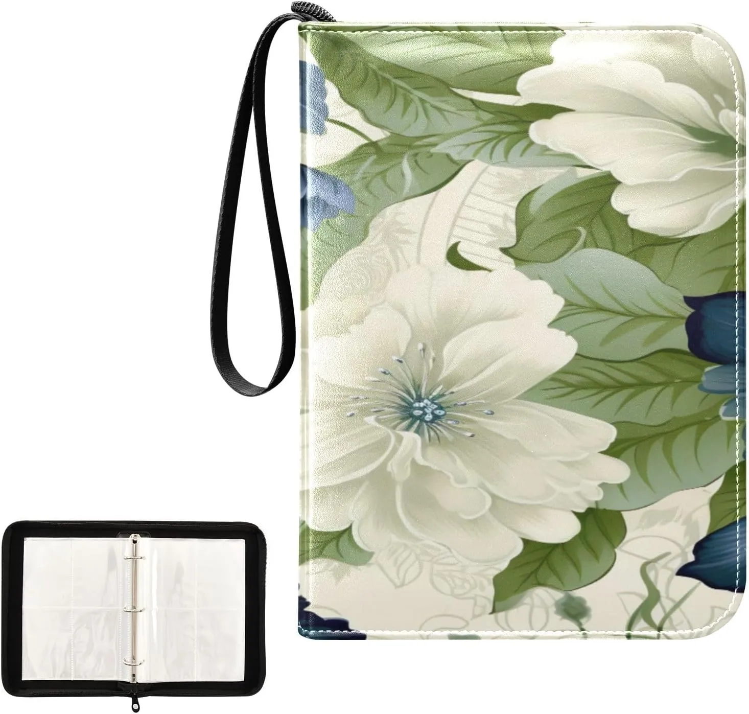 Kigai Colorful Flowers Card Binder 4-Pocket Trading Card Binder Game Card Collection Binder Album Holder with 50 Removable Sleeves Up to 400 Sports Cards