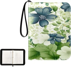 Kigai Colorful Flowers Card Binder 4-Pocket Trading Card Binder Game Card Collection Binder Album Holder with 50 Removable Sleeves Up to 400 Sports Cards