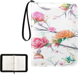 Kigai Colorful Flowers Card Binder 4-Pocket Trading Card Binder Game Card Collection Binder Album Holder with 50 Removable Sleeves Up to 400 Sports Cards