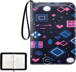 Kigai Colorful Gamepads Card Binder 4-Pocket Trading Card Binder Game Card Collection Binder Album Holder with 50 Removable Sleeves Up to 400 Sports Cards