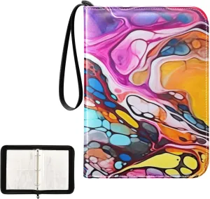 Kigai Colorful Liquid Card Binder 4-Pocket Trading Card Binder Game Card Collection Binder Album Holder with 50 Removable Sleeves Up to 400 Sports Cards