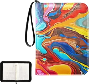 Kigai Colorful Liquid Card Binder 4-Pocket Trading Card Binder Game Card Collection Binder Album Holder with 50 Removable Sleeves Up to 400 Sports Cards