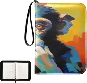 Kigai Colorful Monkey Card Binder 4-Pocket Trading Card Binder Game Card Collection Binder Album Holder with 50 Removable Sleeves Up to 400 Sports Cards
