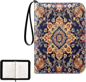 Kigai Colorful Ornamental Card Binder 4-Pocket Trading Card Binder Game Card Collection Binder Album Holder with 50 Removable Sleeves Up to 400 Sports Cards