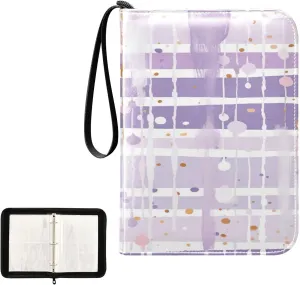 Kigai Colorful Stripes Card Binder 4-Pocket Trading Card Binder Game Card Collection Binder Album Holder with 50 Removable Sleeves Up to 400 Sports Cards