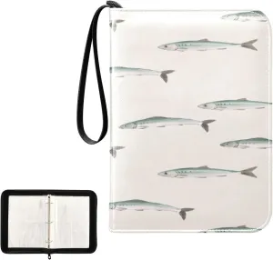 Kigai Cute Fish Card Binder 4-Pocket Trading Card Binder Game Card Collection Binder Album Holder with 50 Removable Sleeves Up to 400 Sports Cards