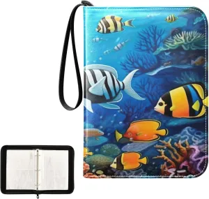 Kigai Ocean Fish Card Binder 4-Pocket Trading Card Binder Game Card Collection Binder Album Holder with 50 Removable Sleeves Up to 400 Sports Cards