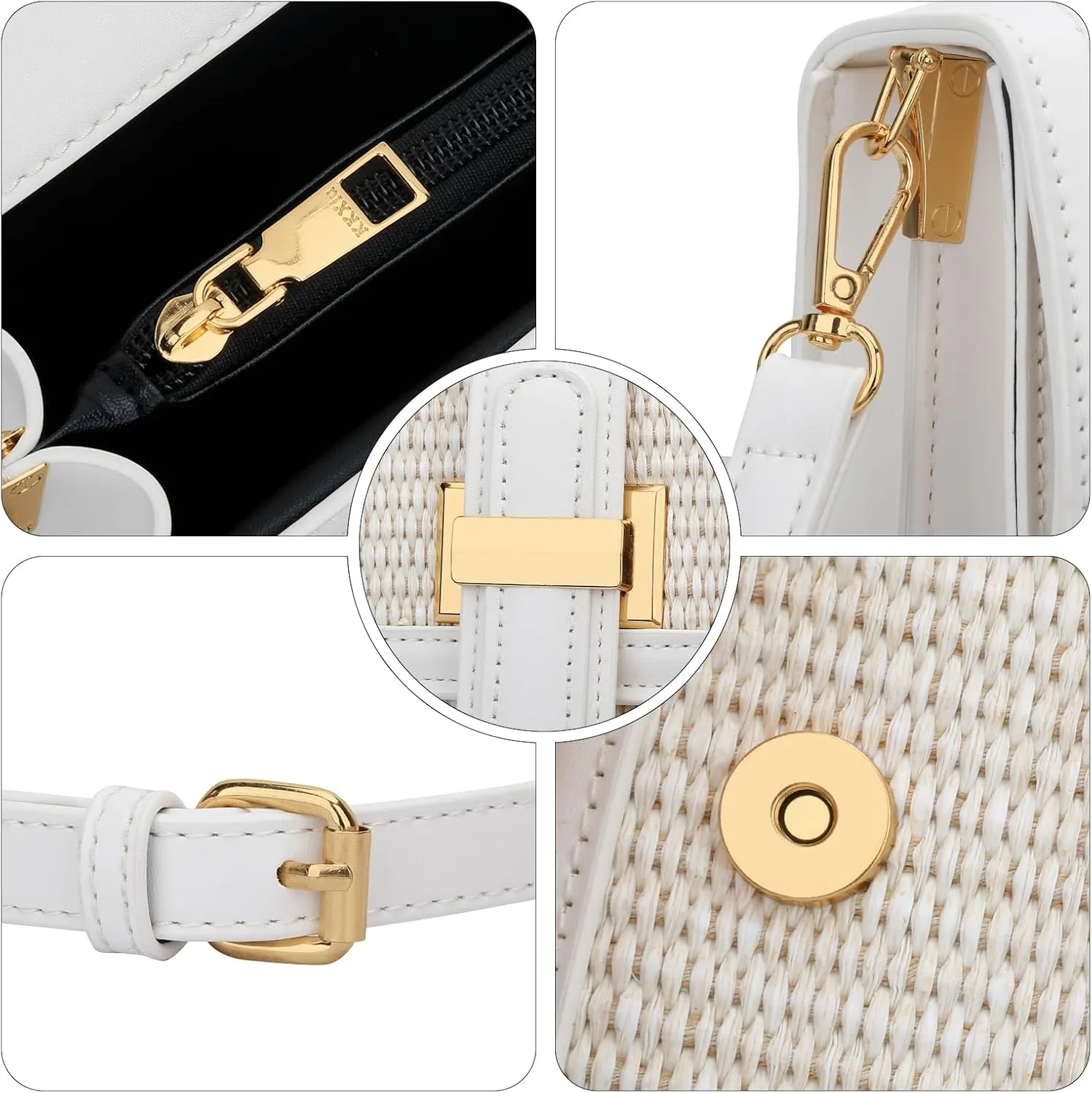 KKXIU Top Handle Straw Crossbody Bags for Women, Summer Straw Purses and Handbags Shoulder Clutch Beach Bag