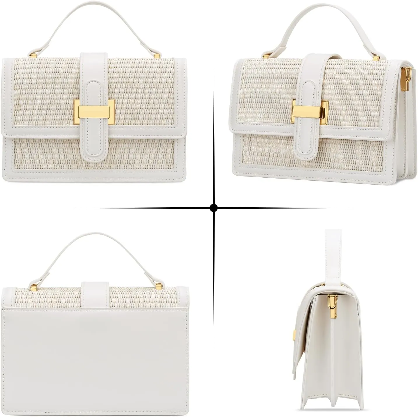 KKXIU Top Handle Straw Crossbody Bags for Women, Summer Straw Purses and Handbags Shoulder Clutch Beach Bag
