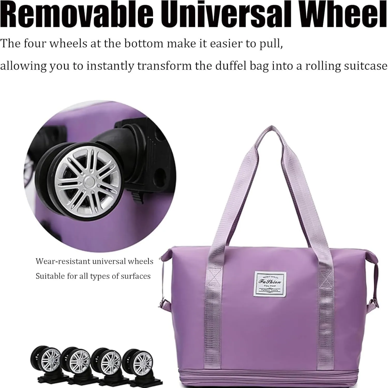 Klarson Expandable Bag with Wheels, Collapsible Luggage with Wheels, Expandable Rolling Duffel Bag (Black)