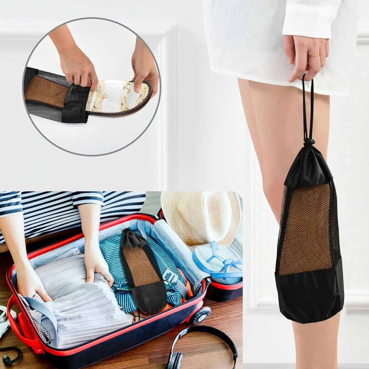 KLL Slippers Indoor and Outdoor Reusable Non-Slip Open Toe Slide Slipper for Guest, Hotel, Travel, Airplane