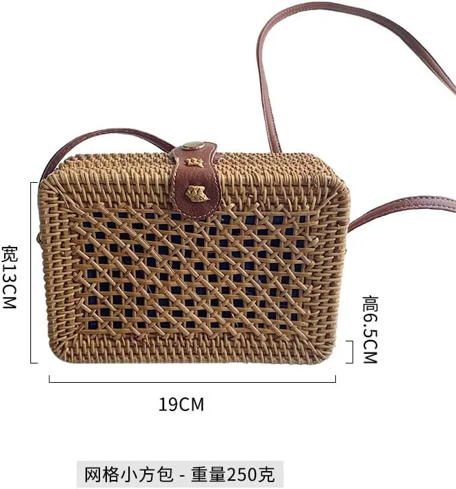 Koolouispoper Rattan Bag Women Round Straw Bags Female Handmade Woven Beach CrossBody Bag Ladies' Circle Bohemia Travel Bag