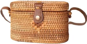 Koolouispoper Rattan Bag Women Round Straw Bags Female Handmade Woven Beach CrossBody Bag Ladies' Circle Bohemia Travel Bag