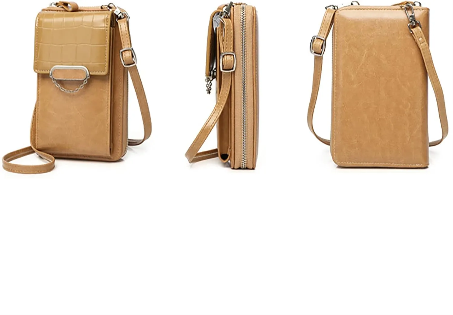 Korean Vertical Women's Functional Large Capacity Single Shoulder Messenger Bag Handbags for Women (Gold, One Size)