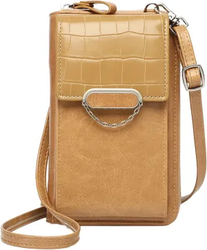 Korean Vertical Women's Functional Large Capacity Single Shoulder Messenger Bag Handbags for Women (Gold, One Size)