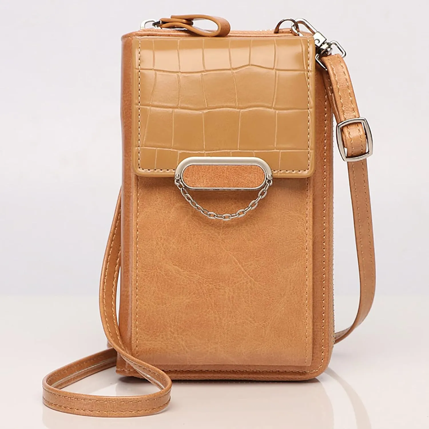 Korean Vertical Women's Functional Large Capacity Single Shoulder Messenger Bag Handbags for Women (Gold, One Size)