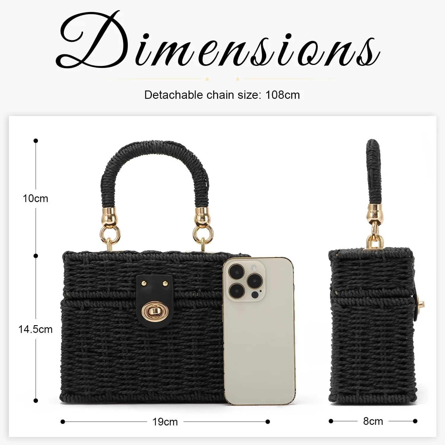 KUANG! Handwoven Rattan Bag for Women Woven Straw Square Crossbody Bag Vintage Basket Purse Beach Tote Bag