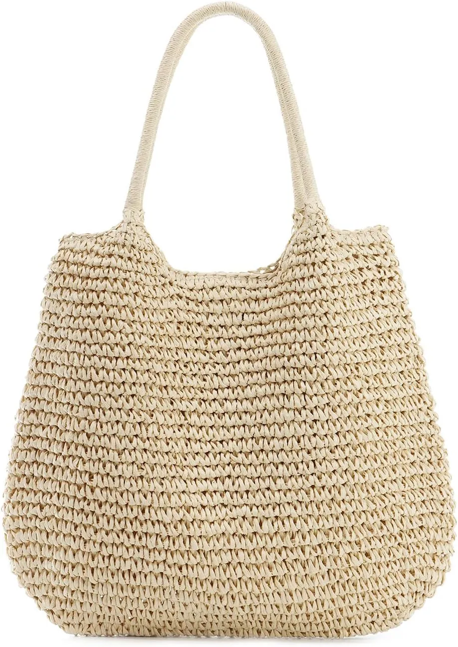 KUANG! Large Straw Beach Bag for women Woven Straw Tote Bag Summer Handbag Shoulder Bag for Women