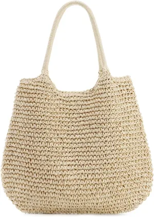KUANG! Large Straw Beach Bag for women Woven Straw Tote Bag Summer Handbag Shoulder Bag for Women