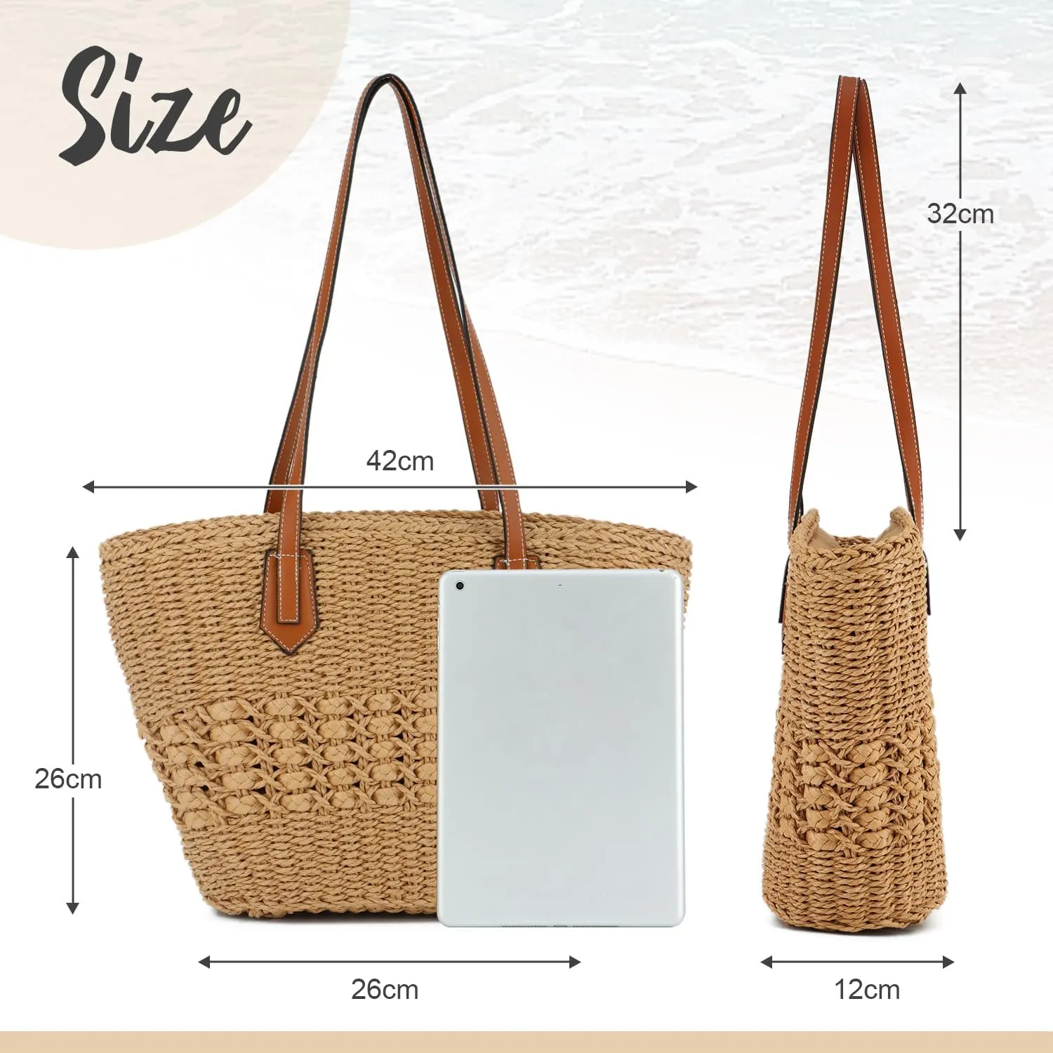KUANG! Women's Straw Hobo Bag Large Handwoven Rattan Bag Woven Straw Purse Summer Beach Tote Bag
