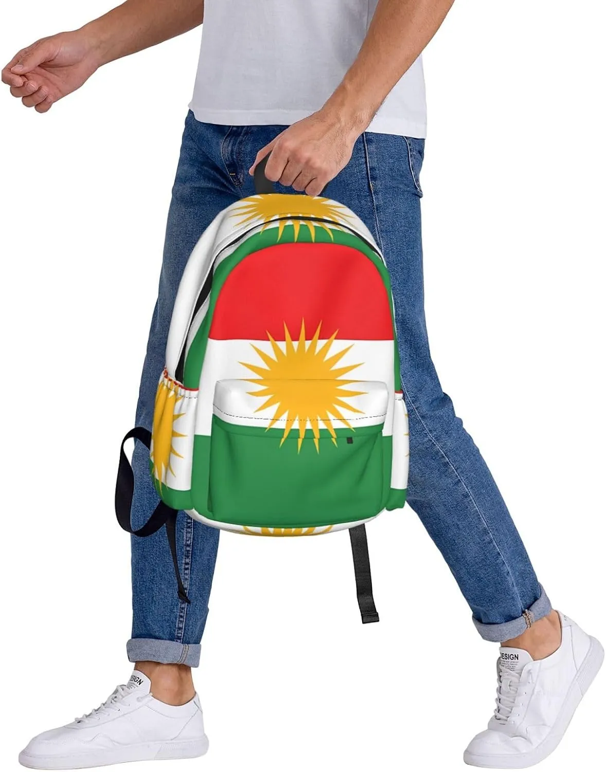Kurdistan Flag Large Travel Backpack Casual Backpacks Laptop Daypack Working Rucksack Lightweight Back Pack Sports Bag with Adjustable Shoulder Strap