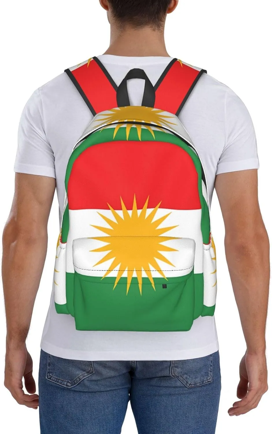 Kurdistan Flag Large Travel Backpack Casual Backpacks Laptop Daypack Working Rucksack Lightweight Back Pack Sports Bag with Adjustable Shoulder Strap
