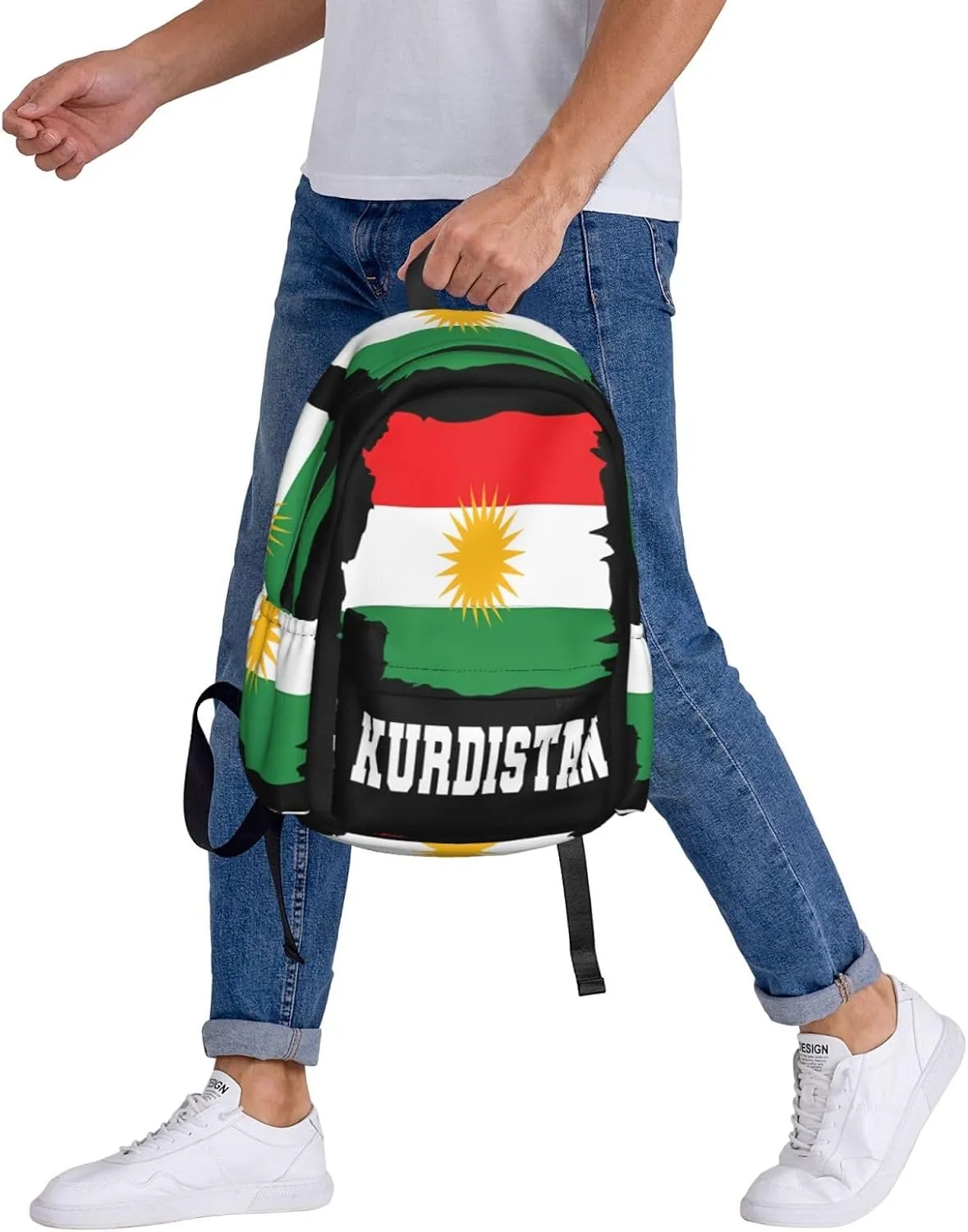 Kurdistan Kurdish Flag Large Travel Backpack Casual Backpacks Laptop Daypack Working Rucksack Lightweight Back Pack Sports Bag with Adjustable Shoulder Strap