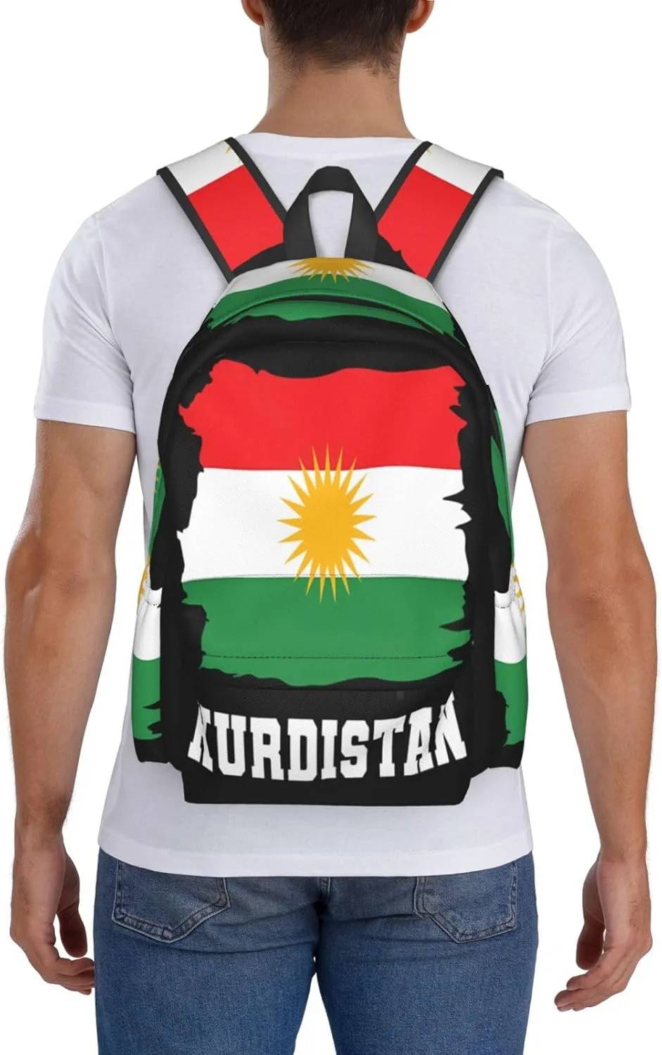 Kurdistan Kurdish Flag Large Travel Backpack Casual Backpacks Laptop Daypack Working Rucksack Lightweight Back Pack Sports Bag with Adjustable Shoulder Strap