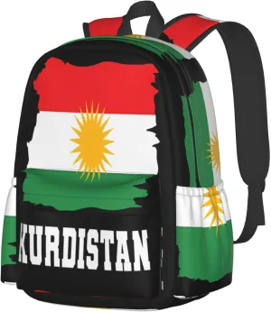 Kurdistan Kurdish Flag Large Travel Backpack Casual Backpacks Laptop Daypack Working Rucksack Lightweight Back Pack Sports Bag with Adjustable Shoulder Strap