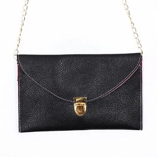 Ladies ENVELOPE Purse Handbag w/ Gold Clutch Chain - Assorted Colors