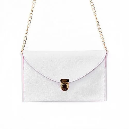 Ladies ENVELOPE Purse Handbag w/ Gold Clutch Chain - Assorted Colors