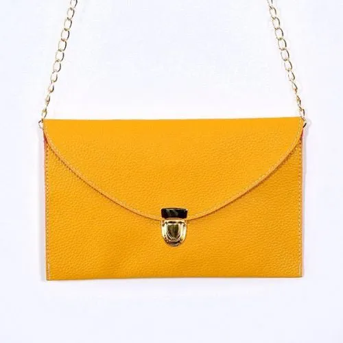 Ladies ENVELOPE Purse Handbag w/ Gold Clutch Chain - Assorted Colors